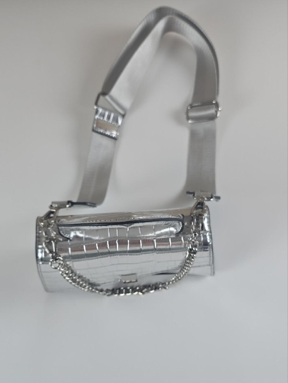 Aldo Silver Croc-Embossed Mini Top-Handle Crossbody - Picture 2 of 7